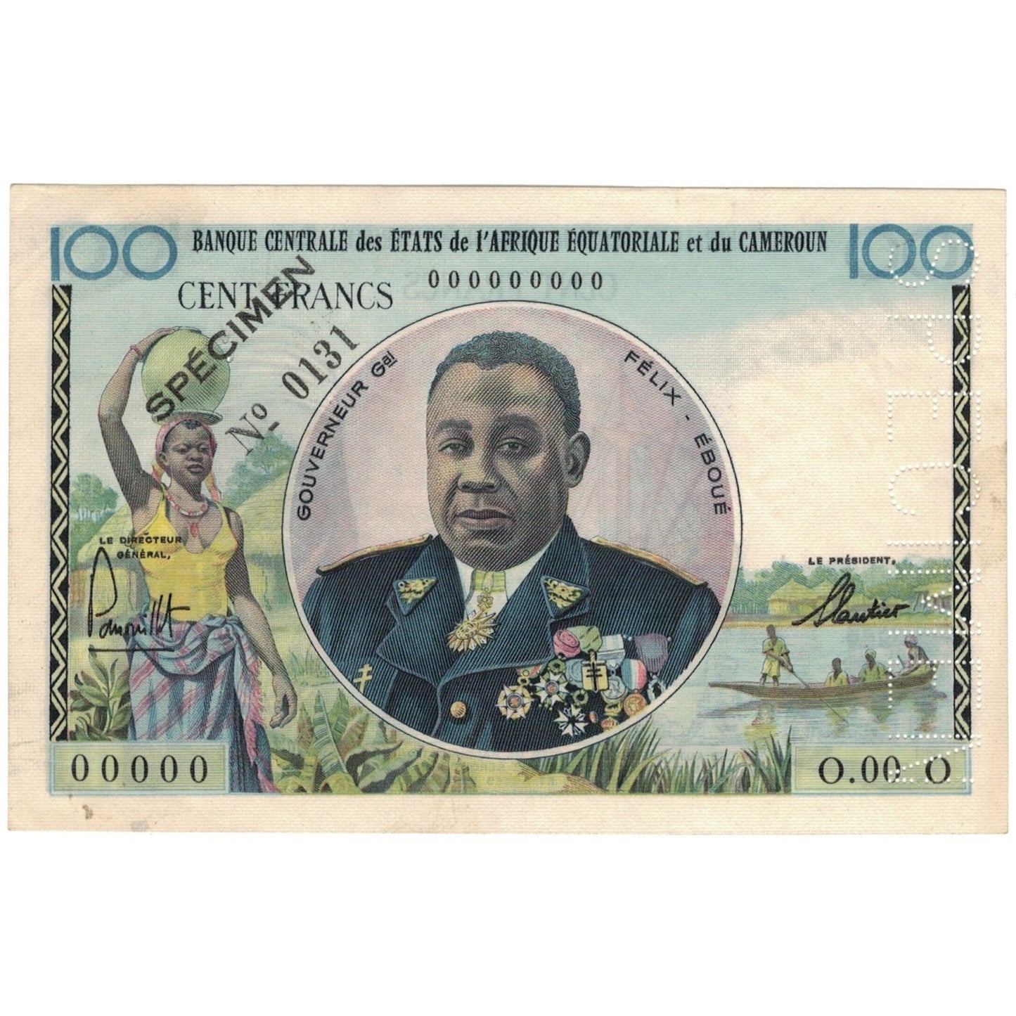 Billete de los Estados de África Central,

100 francos