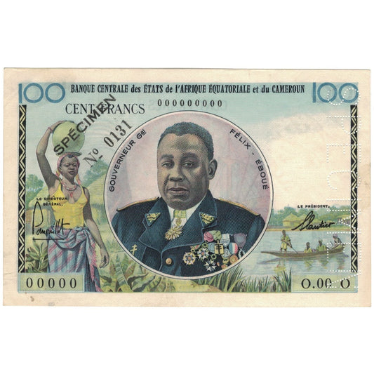 Billete de los Estados de África Central,

100 francos